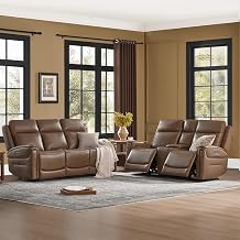 Watson & Whitely Recliner Sofa 3 Seat & Loveseat with Console, Cafe Brown