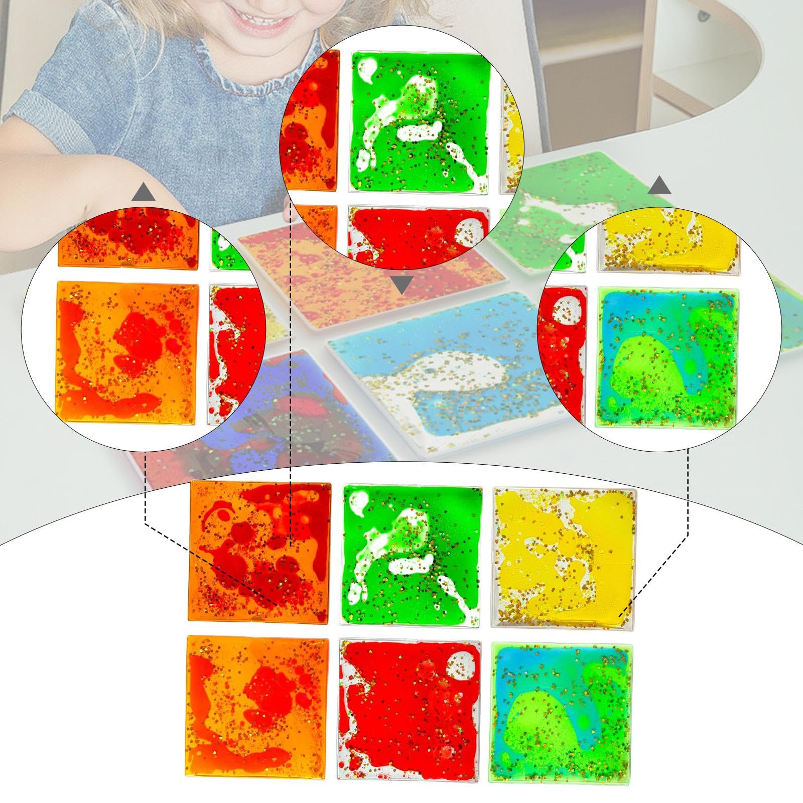 predolo 6X Gel Sensoriale Morbido Gel Liquido Giocattoli Regali da Viaggio Giocattoli Calmanti per Bambini Liquidi Sensoriali per Adolescenti Bambini, Piazza