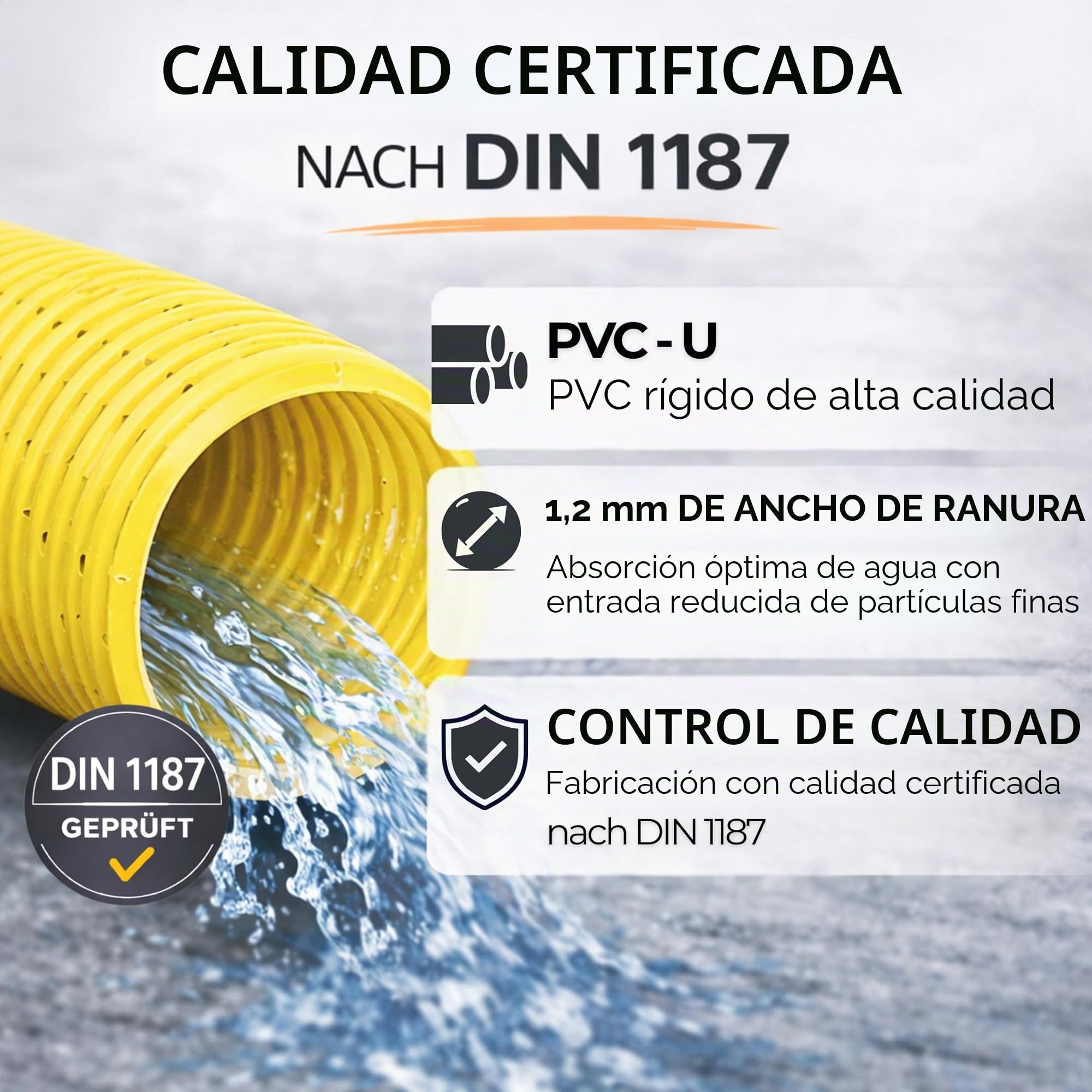 10 M Tubo de drenaje DN 80 perforadas con filtro de coco, revestida Coco