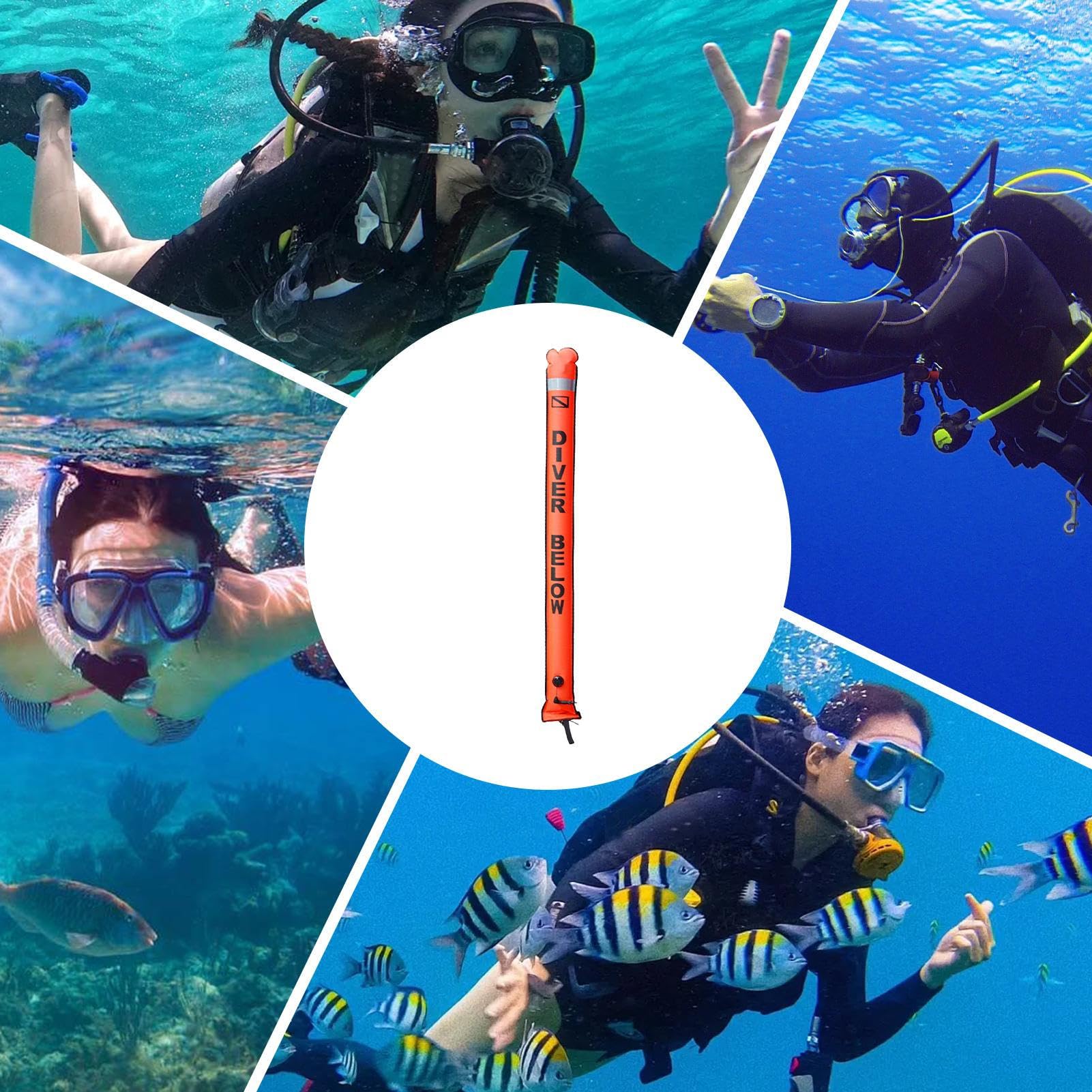 Generico Boa Señalización de Buceo, Boa de señalización de Buceo - con Bandera de Buceo de Alta Visibilidad - Salchicha de Seguridad de Alta Visibilidad para Buceo, Gall