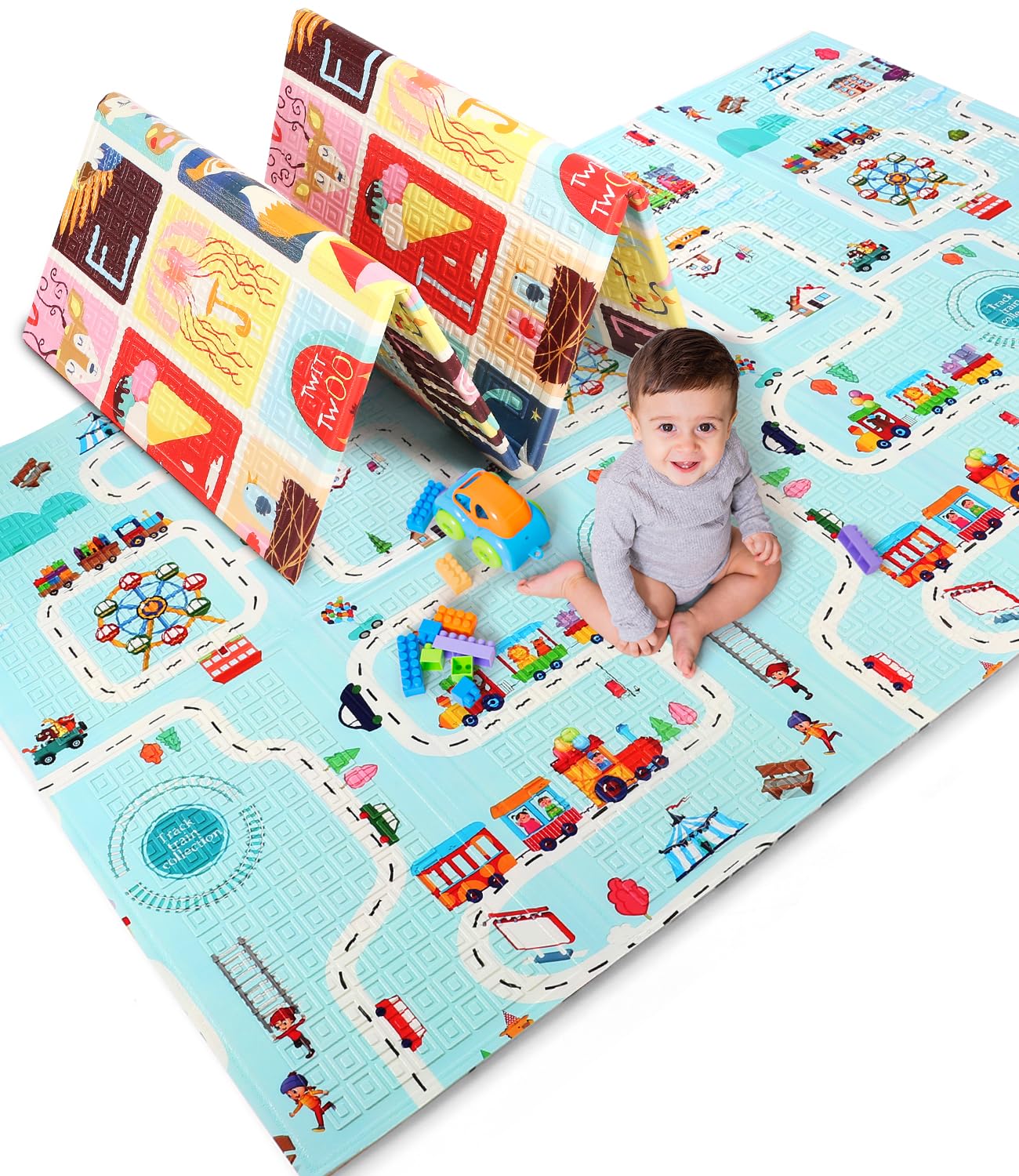 FIRSTCRY INTELLISKILLS Premium Extra Large Reversible Play Mat for Babies | Learning & Crawling Foldable Baby Mat for Floo...