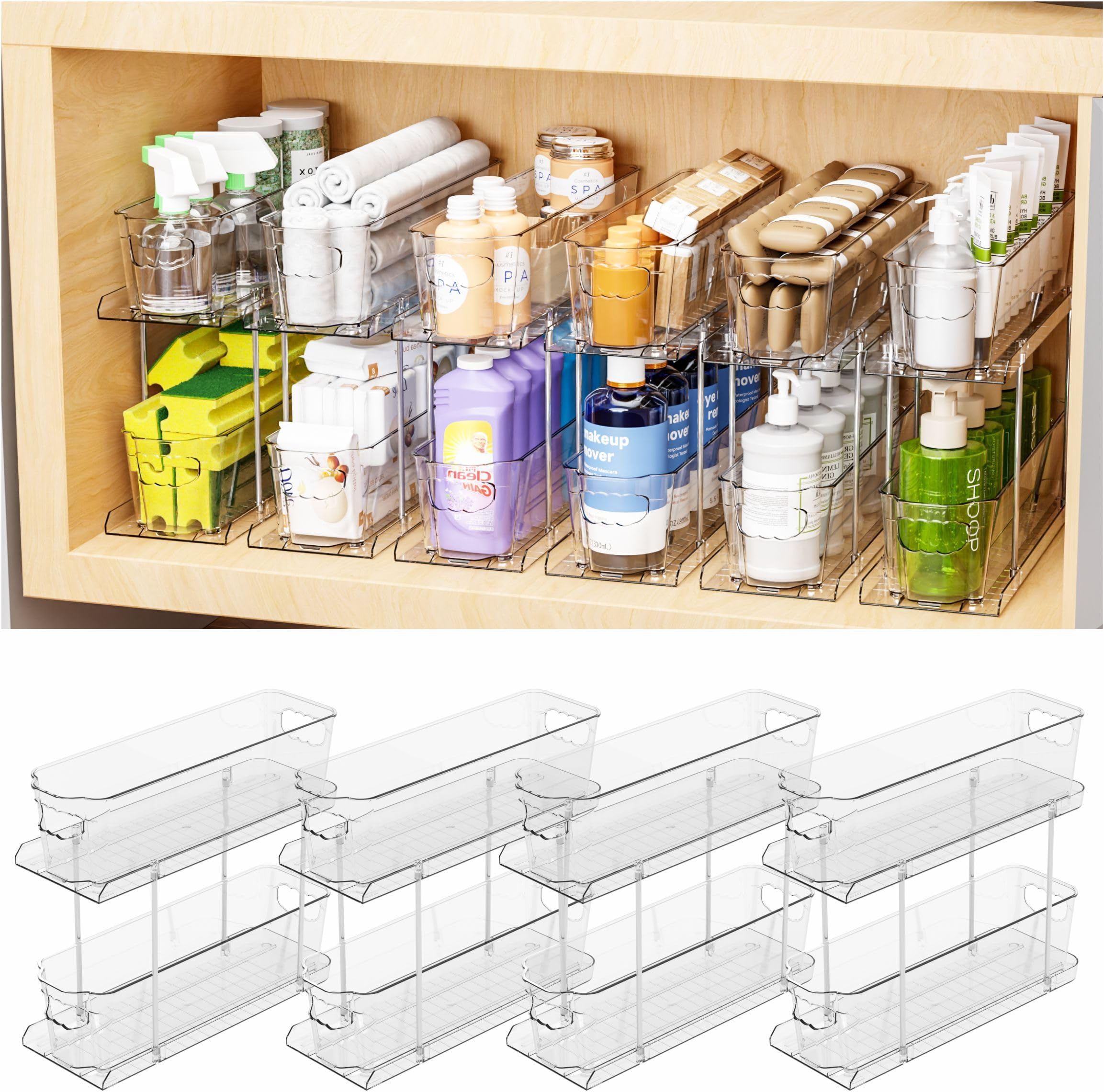 Amazon.com: 4 Set 2 Tier Bathroom Under Sink Organizers and Storage ...
