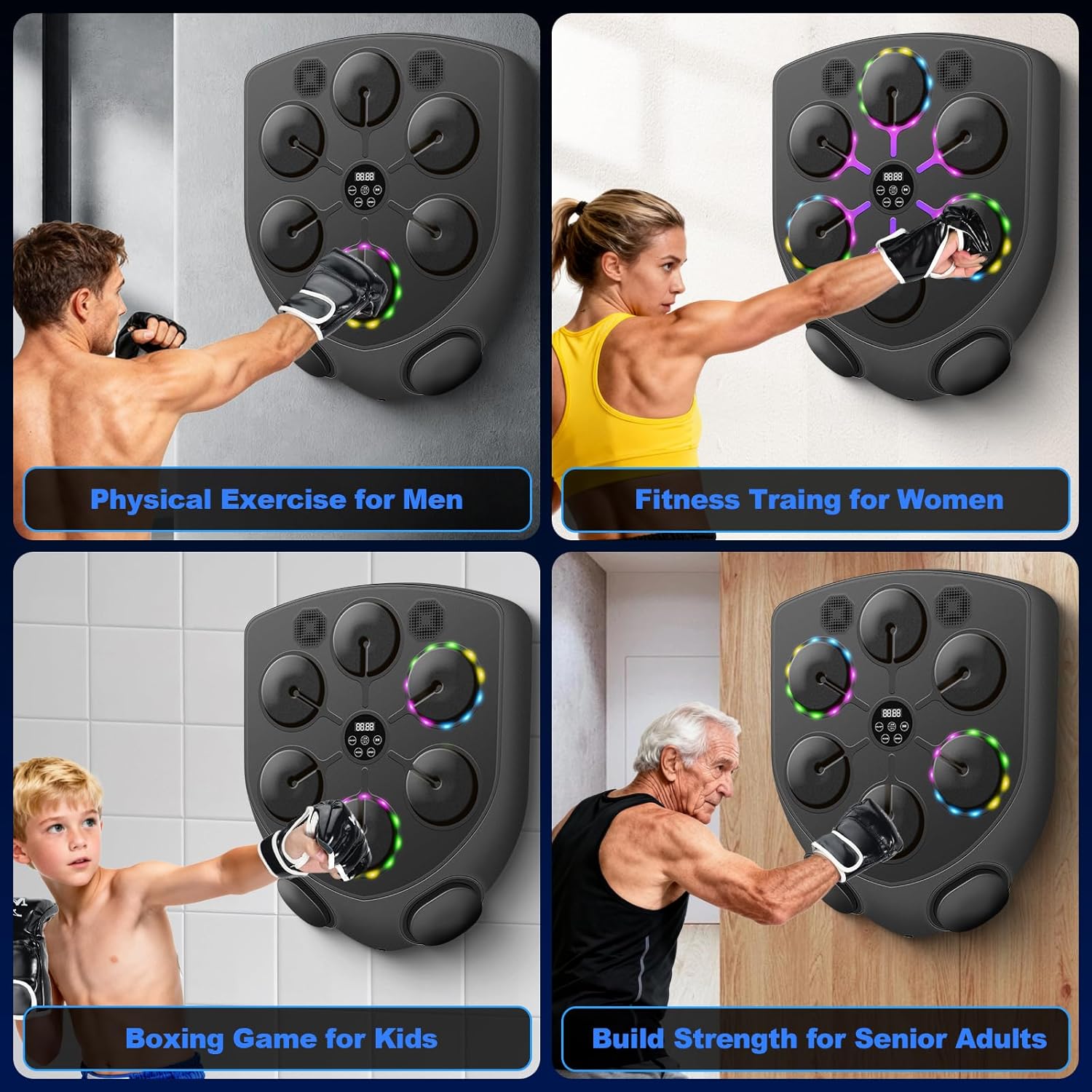 Music Boxing Machine,Smart Boxing Machine for Adults with Boxing Gloves,9 Modes & 9 Speeds Wall Mounted Music Punching Machine for Home Gym Office Workout