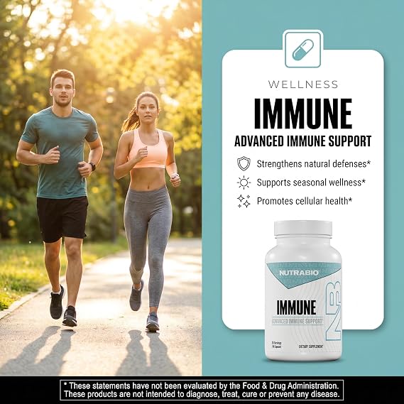 NutraBio Immune Support Supplement with EpiCor, 90 Vegetable Capsules