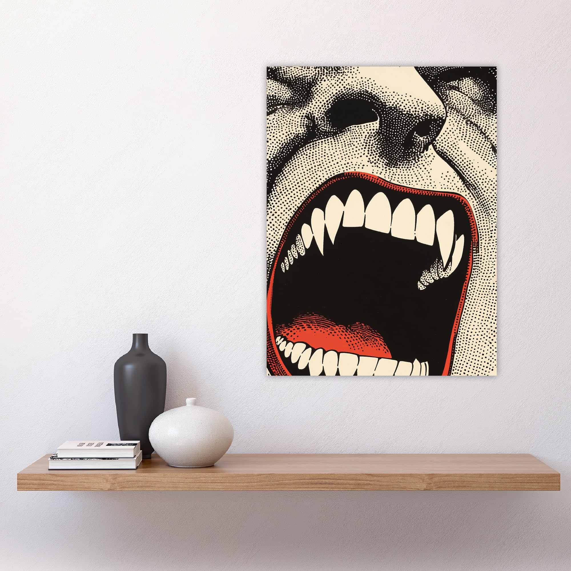 Artery8 Vampire Teeth Mouth Close Up Pop Art Horror Living Room Large Wall Art Poster Print Thick Paper 18X24 Inch - Image 4