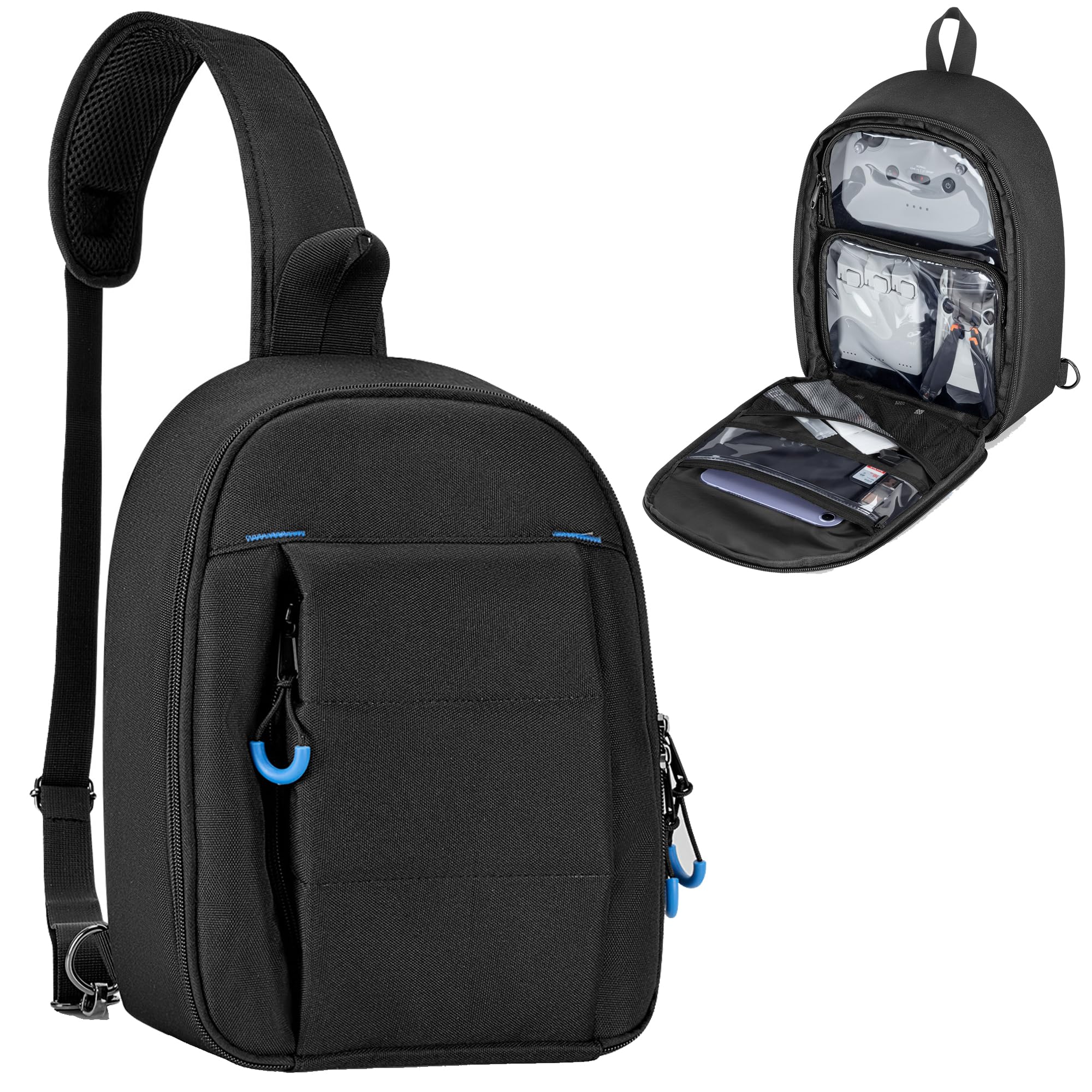 PGmoon Custodia per Il Trasporto Compatibile con DJI Mini 3/Mini 4 Pro/DJI Neo Fly More Combo, Borsa a Tracolla con Tasche Multiple per Drone da Viaggio e Controller RC, Hub di Ricarica, Batterie