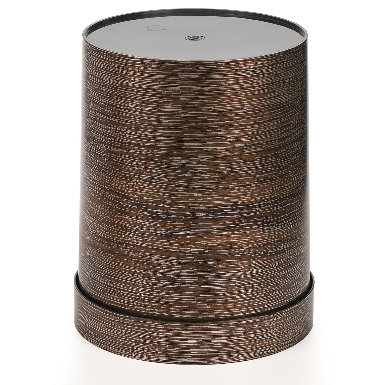 Noamus 3 Pack Vintage Small Trash Can, 1.7 Gallon Plastic Round Wastebasket, Hipsteen Retro Style Garbage Can, Wood Grain Garbage Bin with Top Ring to Fix Bag for Home Kitchen Office Bathroom
