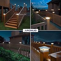 Vista 7 de APONUO - Luces solares para punta de poste, paquete de 6, 2 modos, luces solares para postes de valla, IP65 impermeables, encendido/apagado