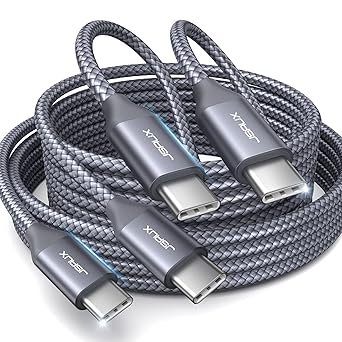 JSAUX Type C to Type C Cable Fast Charging 60W [2-Pack 6.6FT], USB C to USB C Cable, 480Mbps Braided Data?Cable?C?Type for Samsung S23 S22 S21 Note 20 Ultra, iPad Pro 12.9 Air Mini MacBook Air