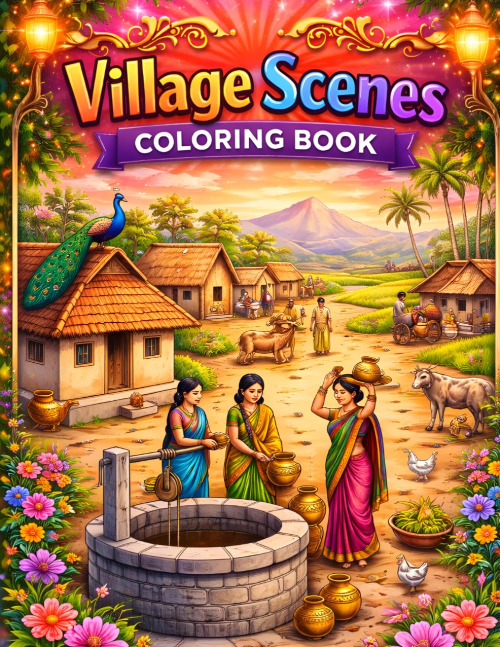 Village Scenes Coloring Book for All Ages: Relaxing Countryside Landscapes, Peaceful Rural Life & Beautiful Nature Scenes to Color for Kids, Teens, and Adults