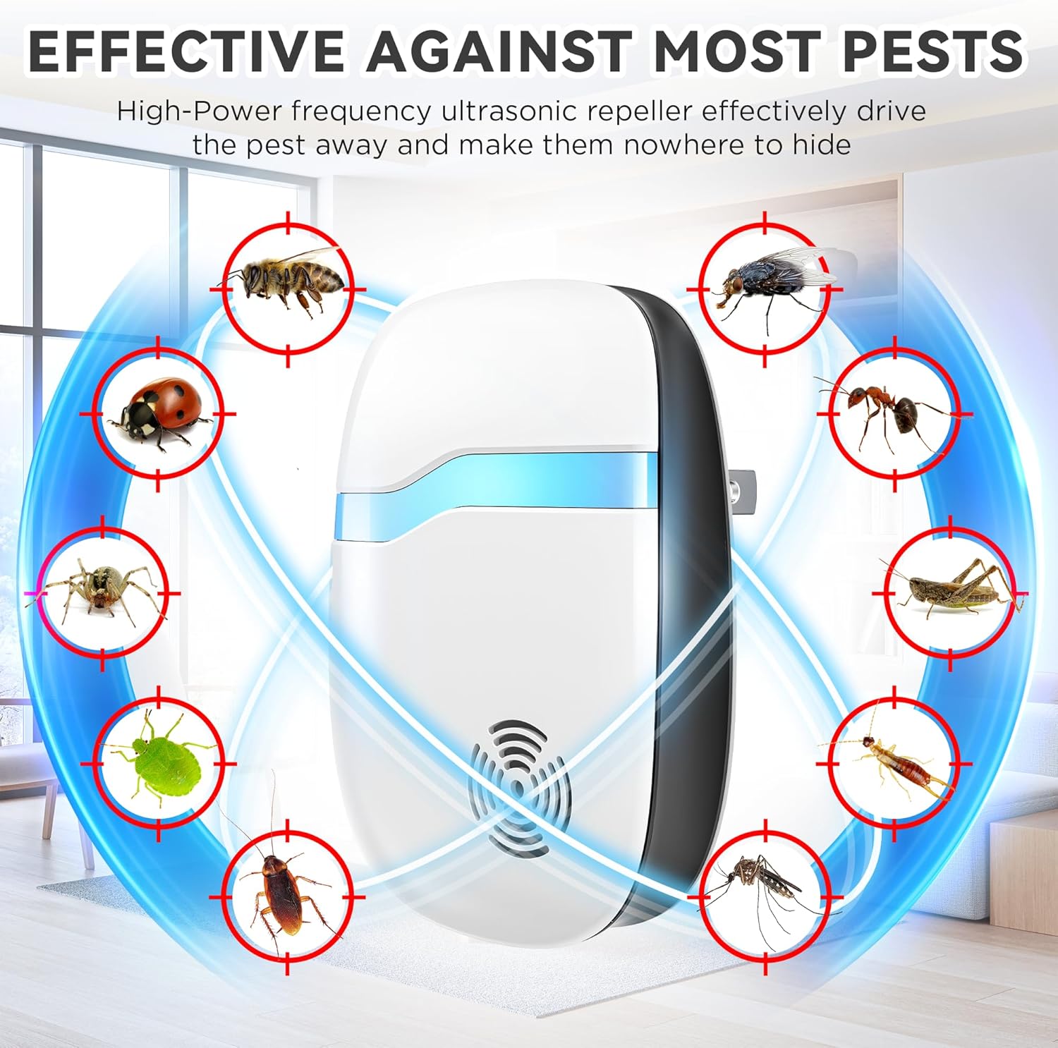(2026 Upgraded) Ultrasonic Rodent & Pest Indoor Repeller - Stronger Driving Force, Repellent for Mouse, Rats, Cockroaches, Bugs, Ants, Spiders, Plug-in Control Device, Silent for Home (6 Pack)