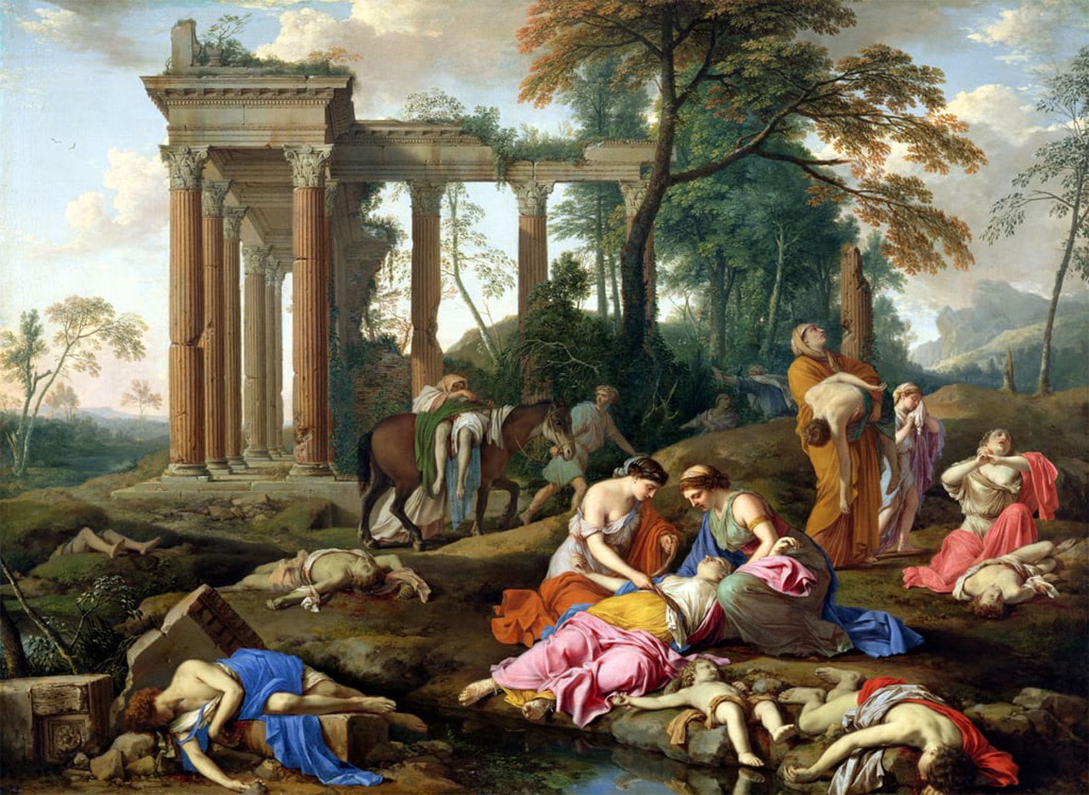 SERENDIPITP Vintage Wall Art Canvas Nordic Poster Canvas Print Picture the Death of the Children of Bethel by Laurent De La Hyre Wall Art Poster for Home Decor 60x90cm