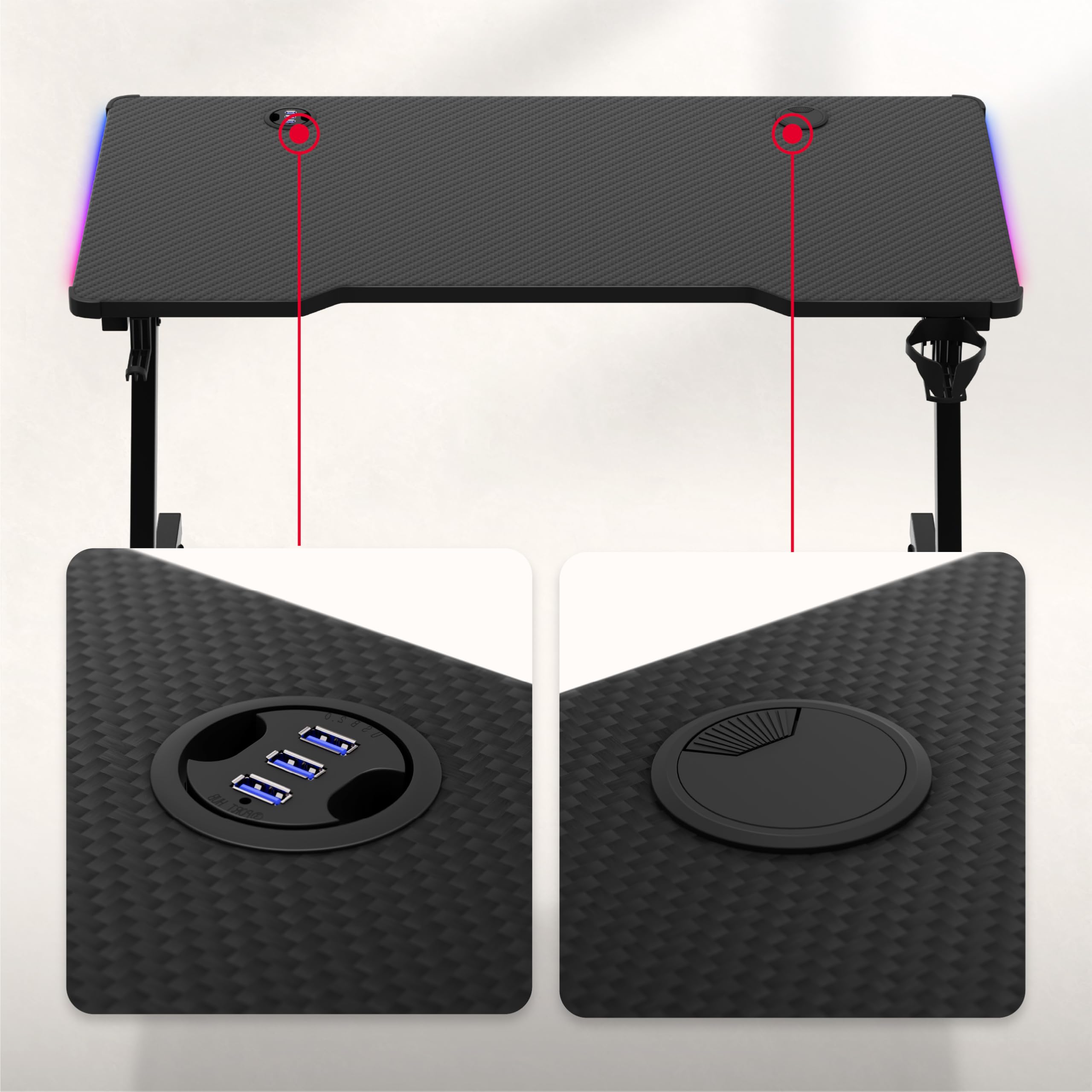 huzaro Hero 2.5 Gaming Schreibtisch - Computertisch - 120x60cm - RGB