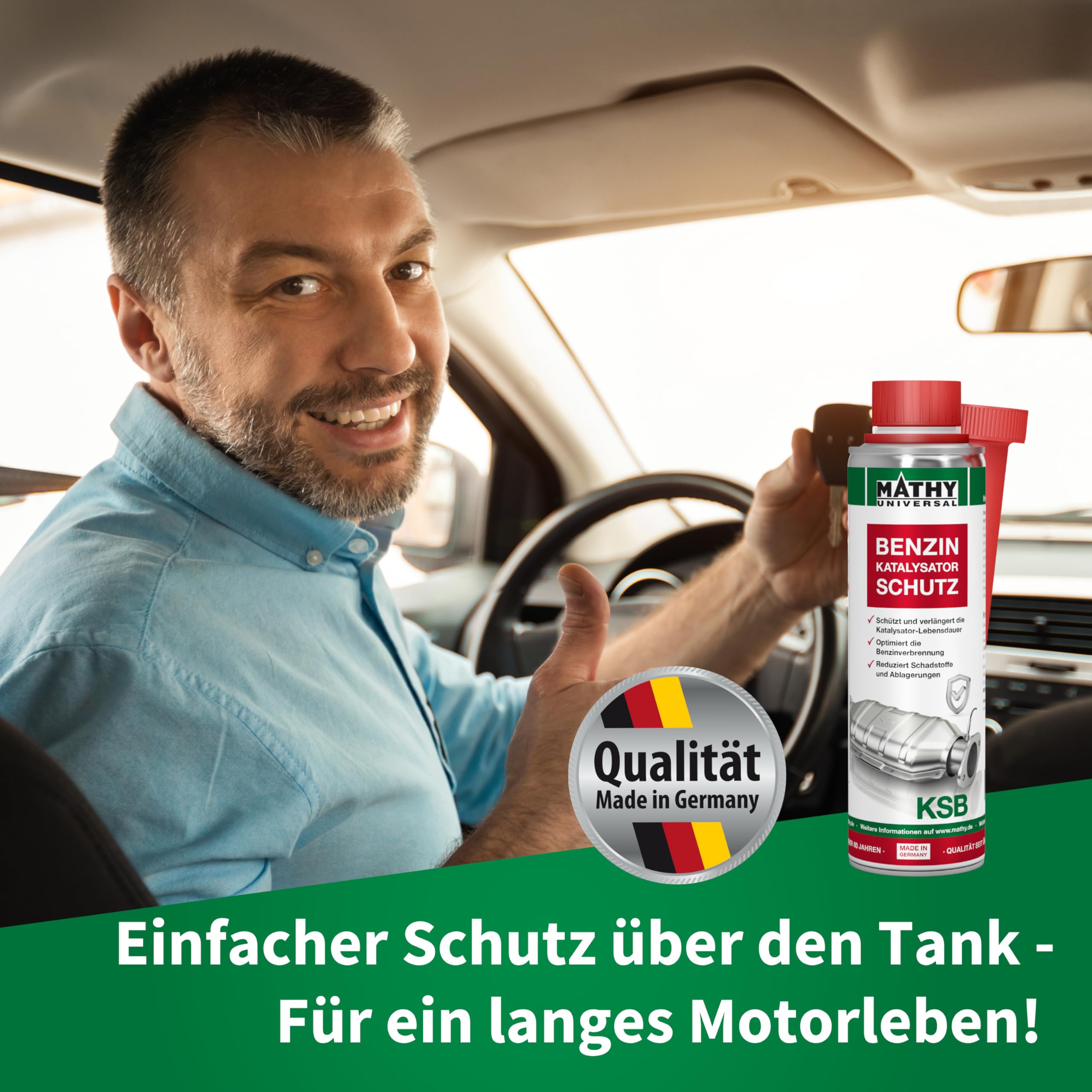 MATHY-KSB Katalysator-Schutz Benzin, 2 x 250ml, Benziner Kraftstoffadditiv | Hochwirksames Additiv reduziert Ablagerungen & Schadstoffe, Benzinadditiv schützt Kat & Lambdasonde, Für saubere Verbrennung