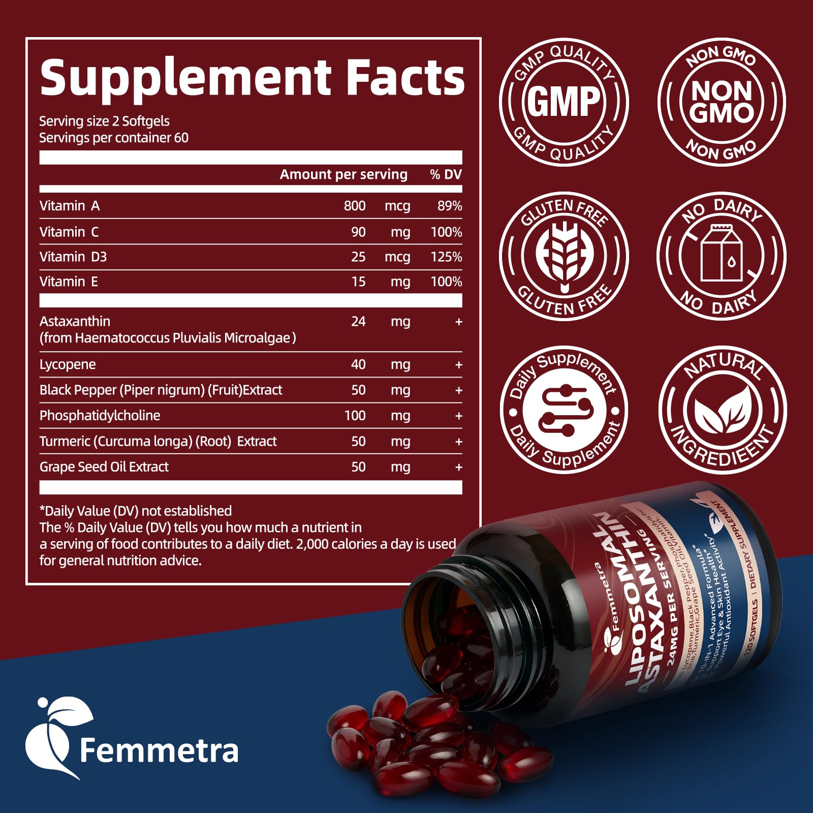 10-IN-1 Astaxanthin Supplements 24mg,Fresh Microalgae Source,120 Softgels — Amazon image 8