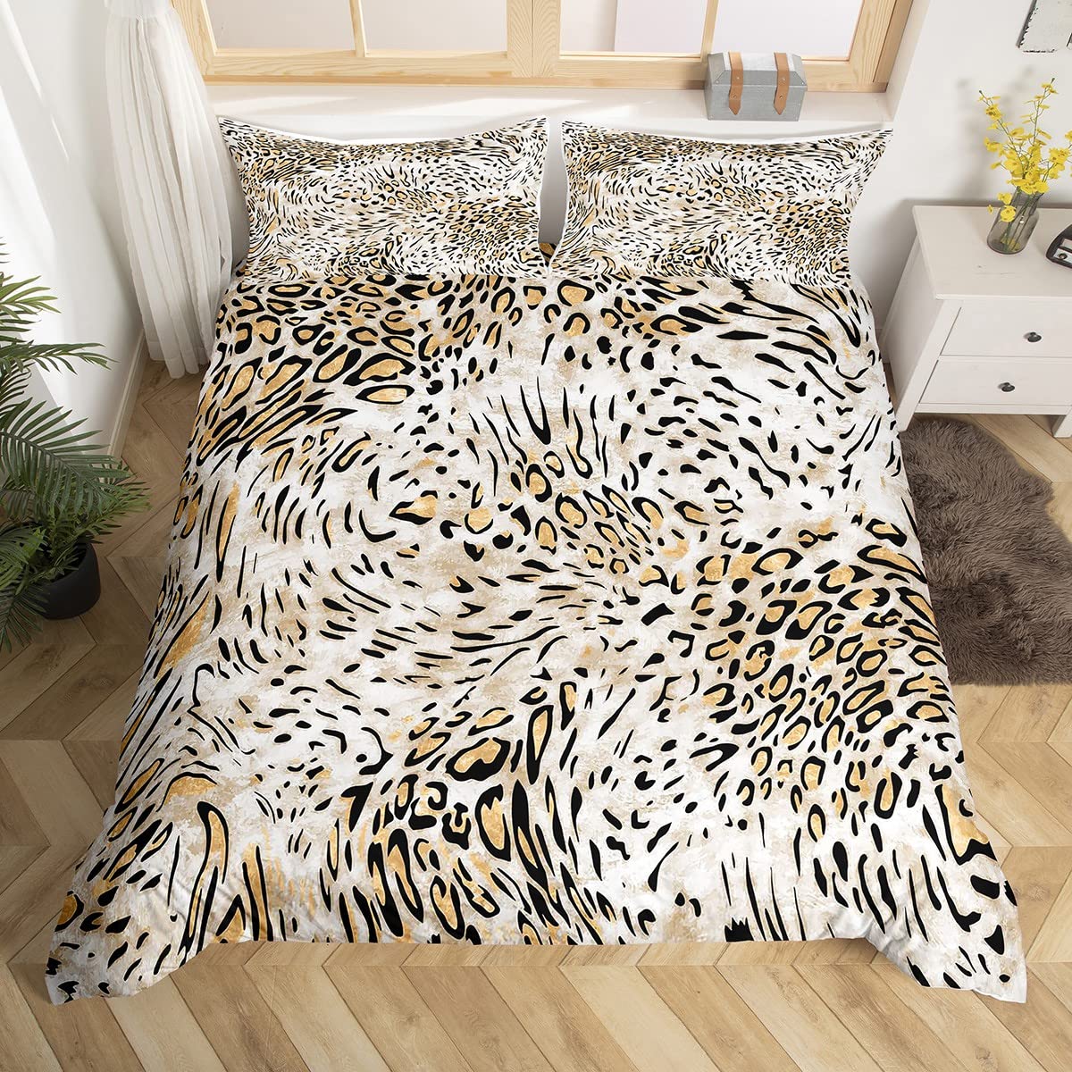 Housse de couette style fourrure léopard au fini haut de gamme