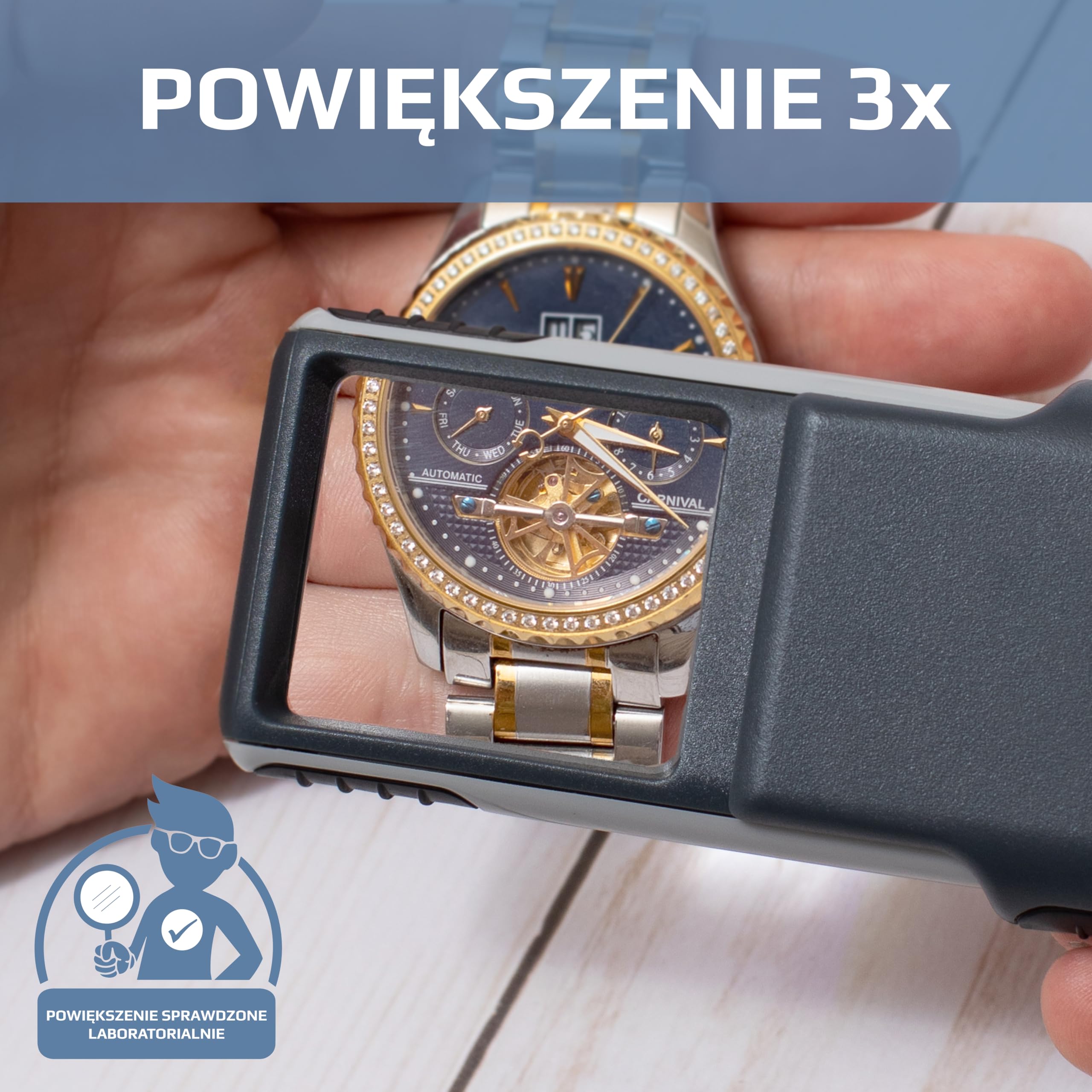 Carson PO-25 MiniBrite LED podświetlana kieszonkowa lupa z wbudowaną przesuwną osłoną obiektywu, szara, 5 cm x 1,5 cm x 11,4 cm
