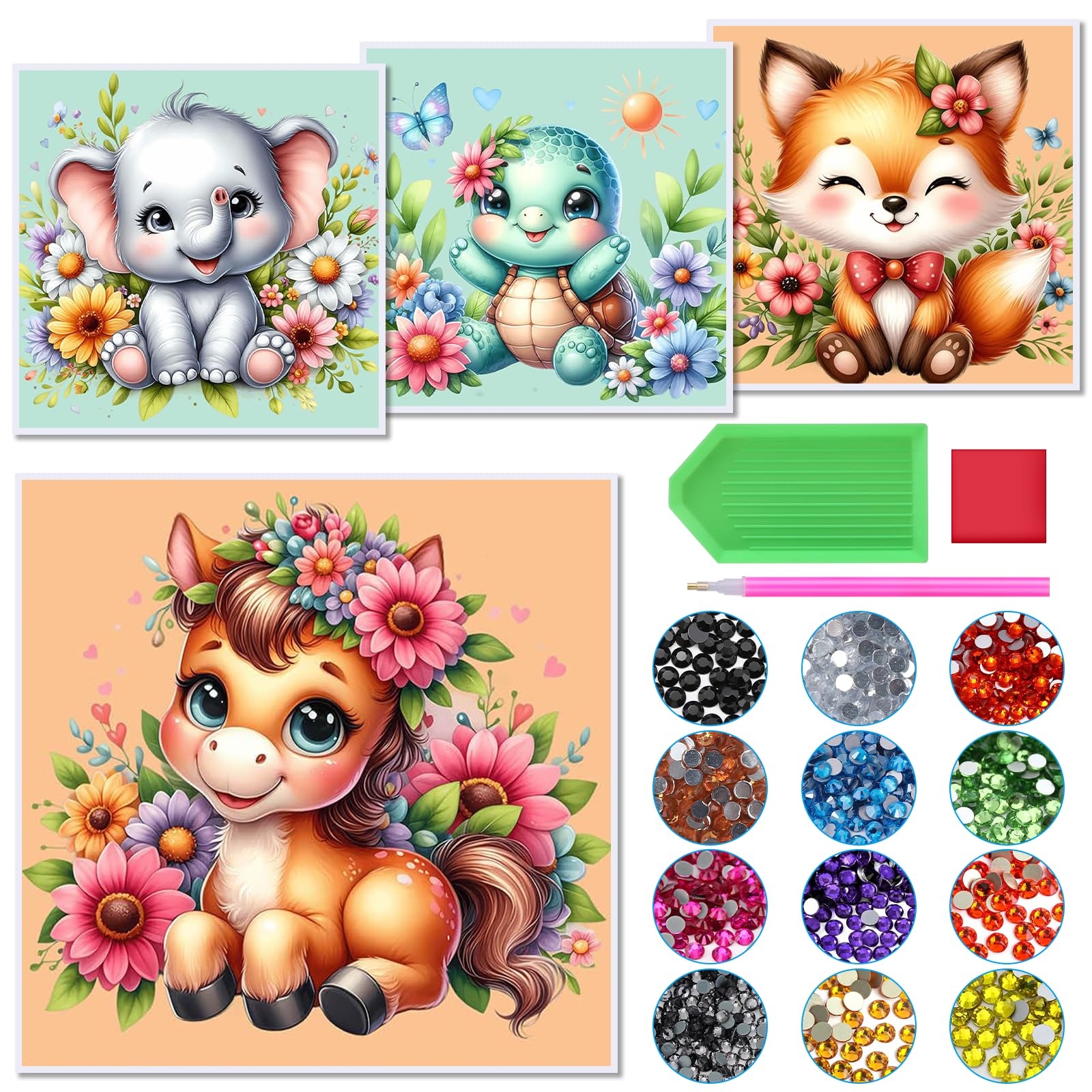 Hcunbsu 4 Pack Diamond Painting, Diamant Painting Bilder Tie
