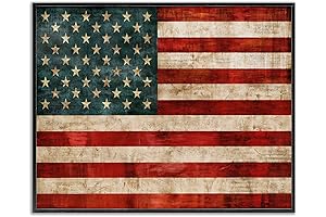 Stupell Industries USA American Flag Wood Textured Wall Art Black Framed