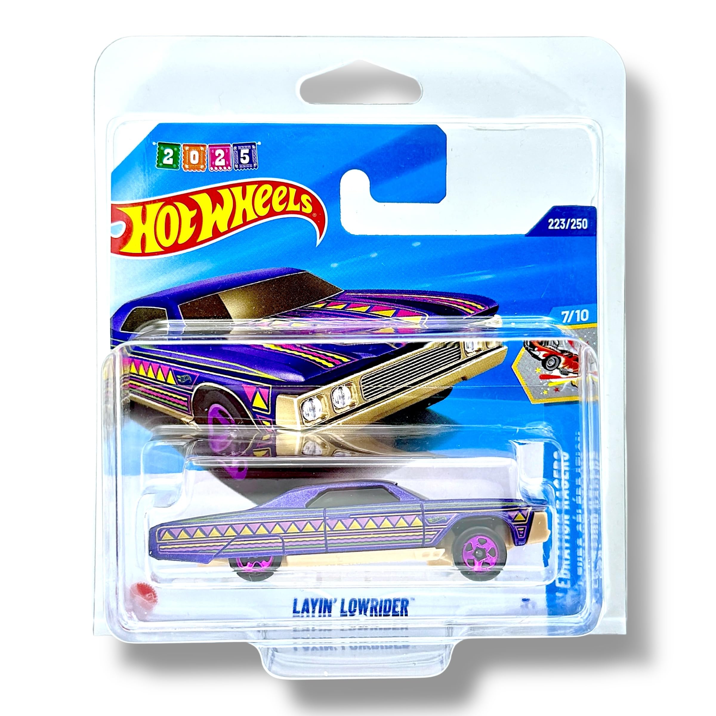 Hot Wheels Layin' Lowrider (Purple, Pink & Tan) 7/10 Celebration Racers - 2025-223/250 (Short Card) - includes a KLAS Car Keeper Protector Case - JBB37
