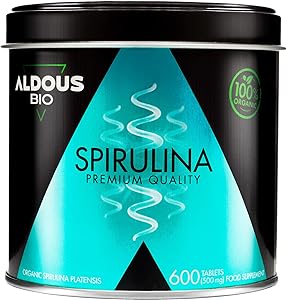 600 Bio-Spirulina-Tabletten | Maximale Dosis 3000mg Bio-Spirulina-Algen | 100% natürlich sättigend - DETOX | Bio-Vegan-Protein | Antioxidans | Energie-Booster | Plastikfrei