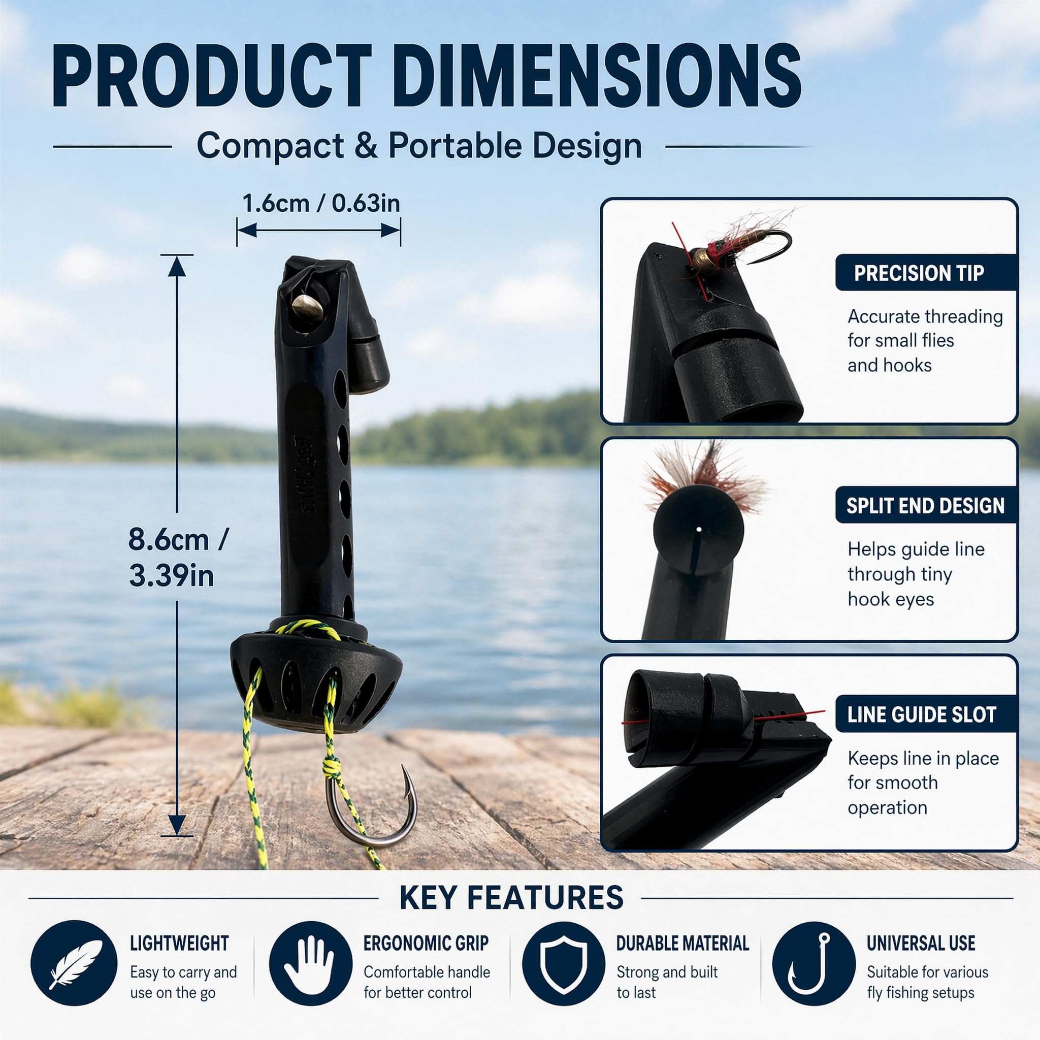 PGonline Fly Fishing Magnetic Fly Threader, infila mosche magnetico, aiuto per legare i nodi a mani libere, accessorio da pesca compatto e durevole per pescatori