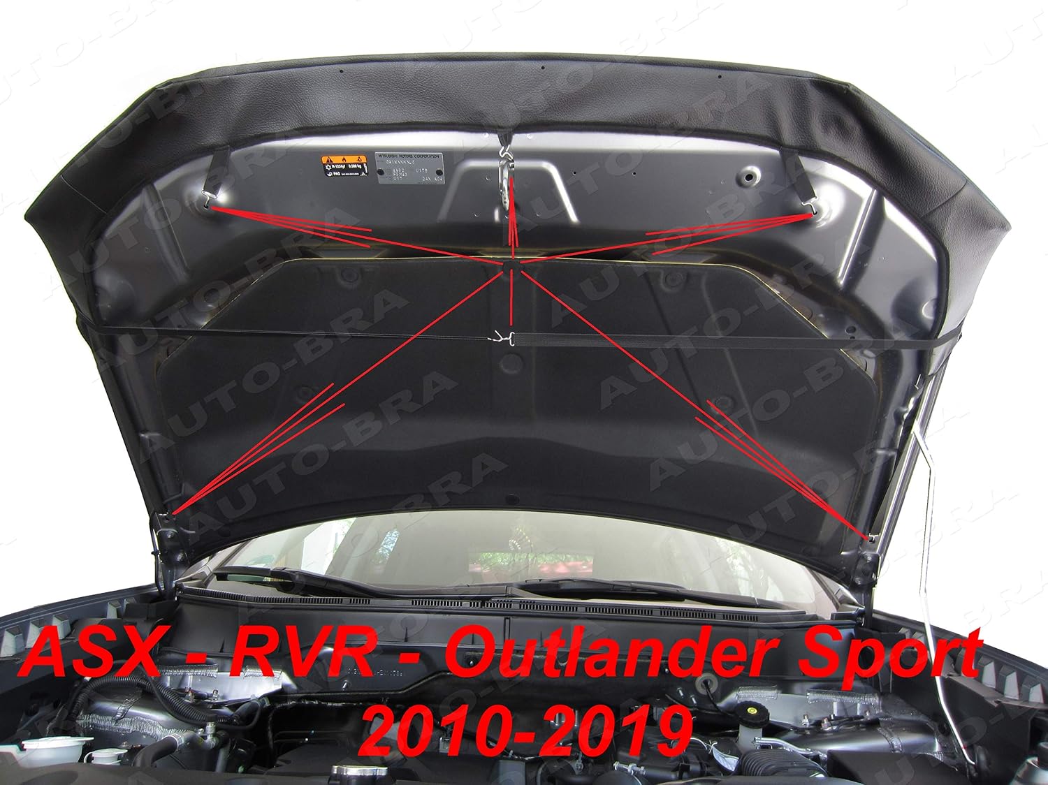 AB-00875c Carbon Fiber Look Hood Bra Compatible with Mitsubishi ASX 2010-2019 Front End Nose Mask Bonnet Bra