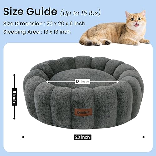 Miniatura 3 de Lindas camas para gatos de interior, cama pequeña para perros con forma de dona a rayas para cachorros y gatitos, parte inferior antideslizante,