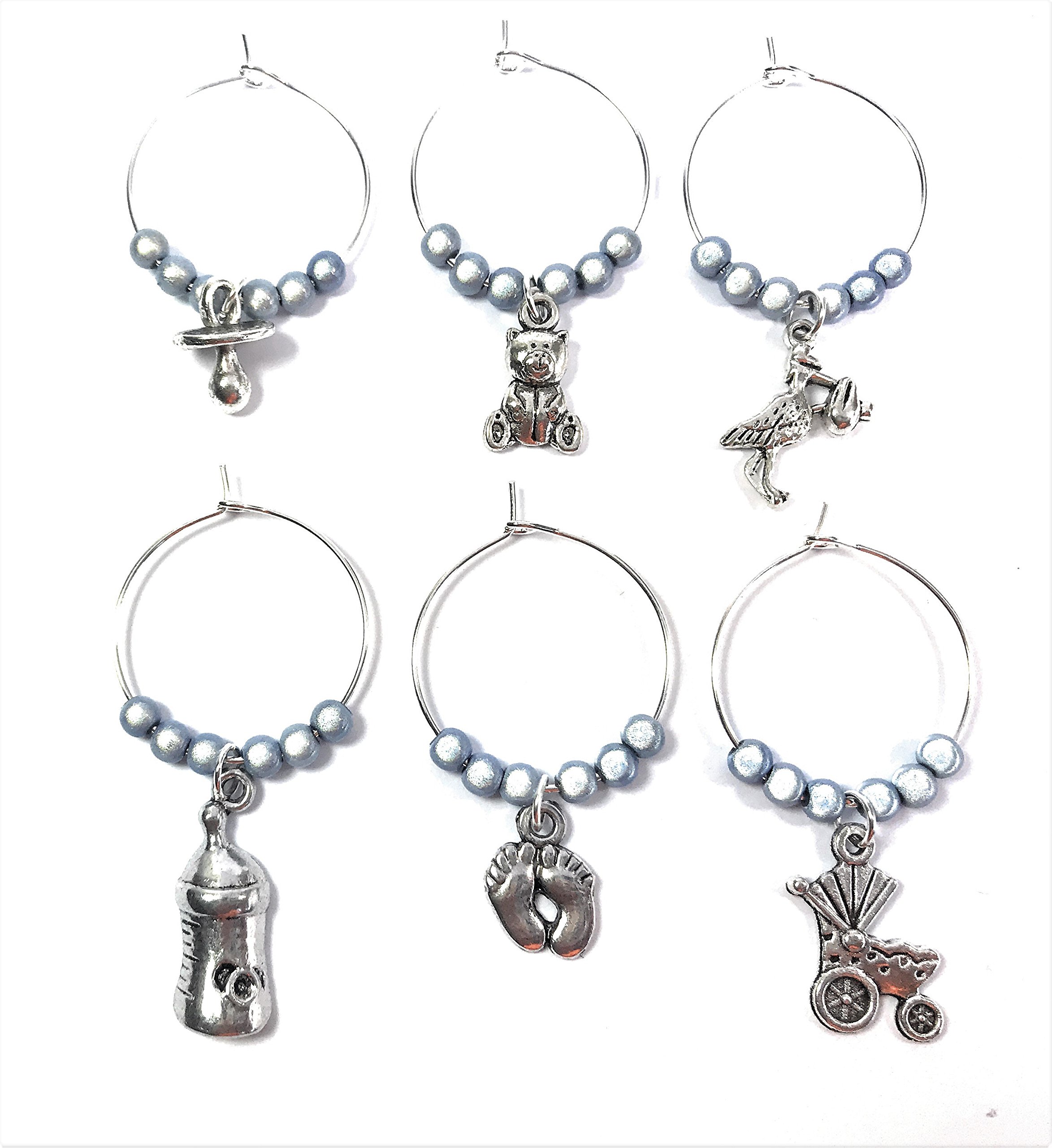 Libby's Market Place It's a Boy Baby Shower Glass Charms with Blue Gift Bag, Multicolour, Small - Image 4