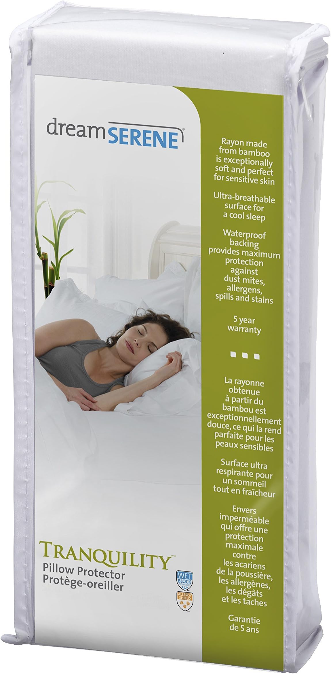 Tranquility Hypoallergenic, Waterproof and Breathable Pillow Protector, King, White