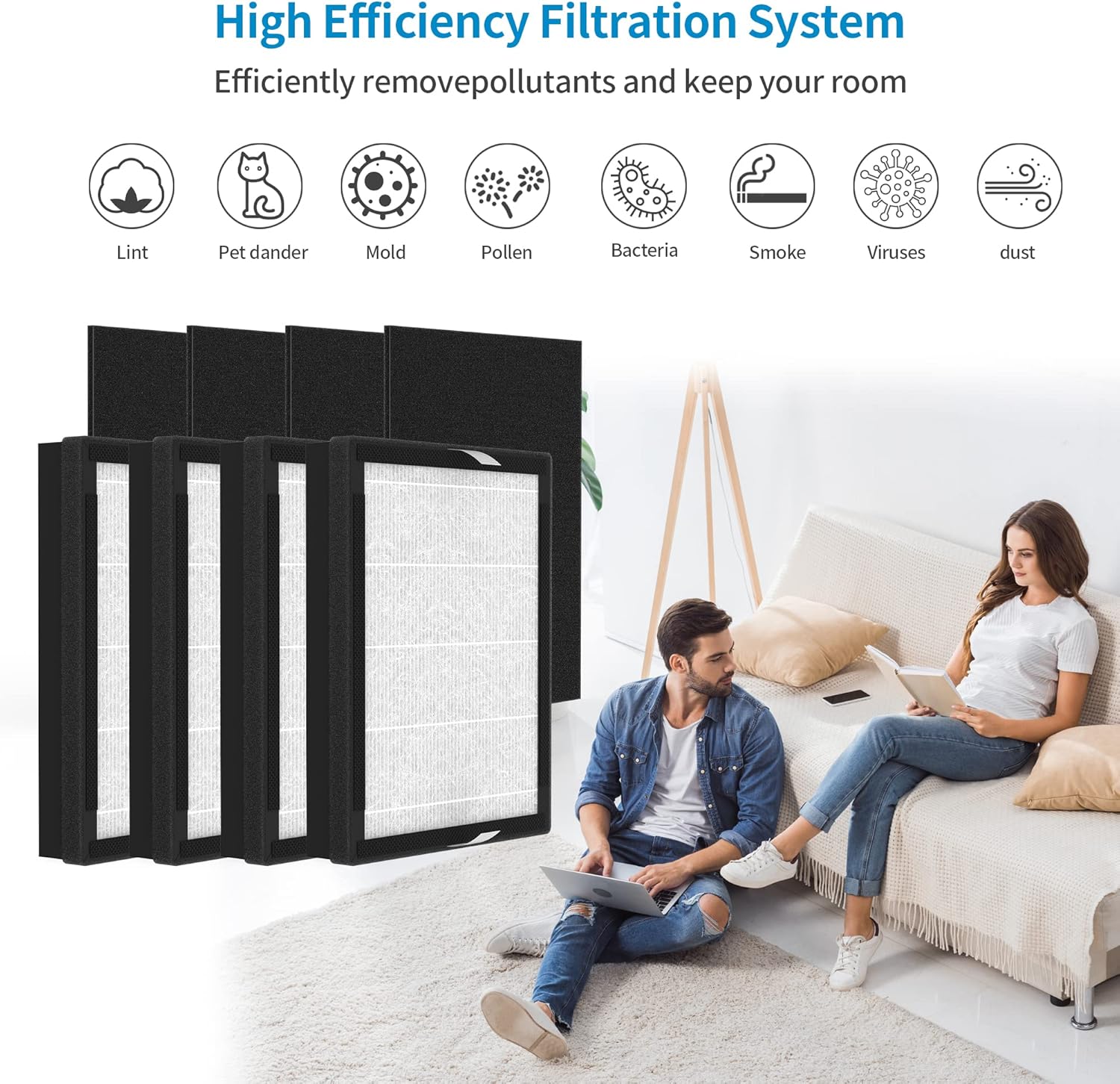 4 Packs IAF-H-100A Idylis A Replacement Filter Compatible with 3M Filtrete FAP-C01-A Idylis AC-2119 IAP-10-100 IAP-10-150 IAPC-40-140 Air Purifi-ers Part# 1150096 4 Premium Filters+ 4 Carbon filters - Image 5