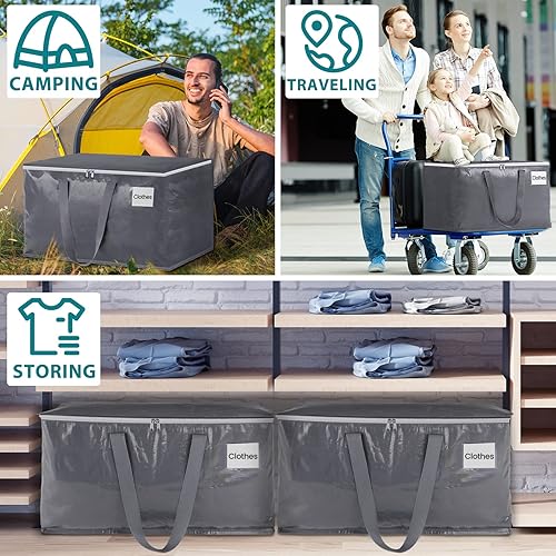 Miniatura 6 de FabSpace Cajas de mudanza resistentes con cremalleras y asas fuertes suministros plegables para mudanza bolsas de almacenamiento para embalaje y