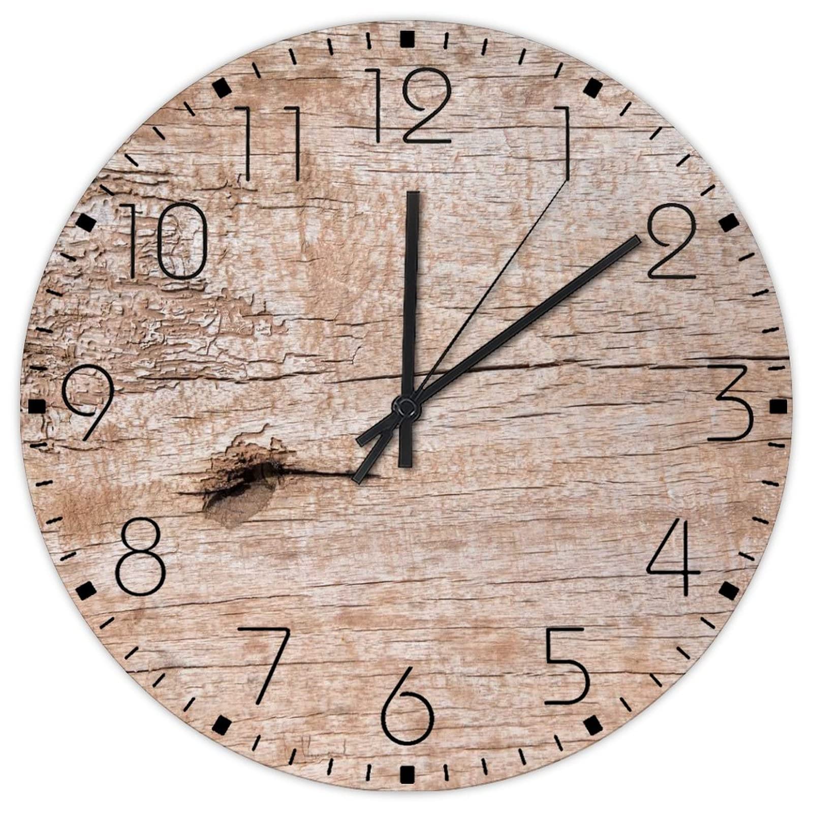Horloge murale en bois silencieuse pour chambre fille sans bruit de tic-tac