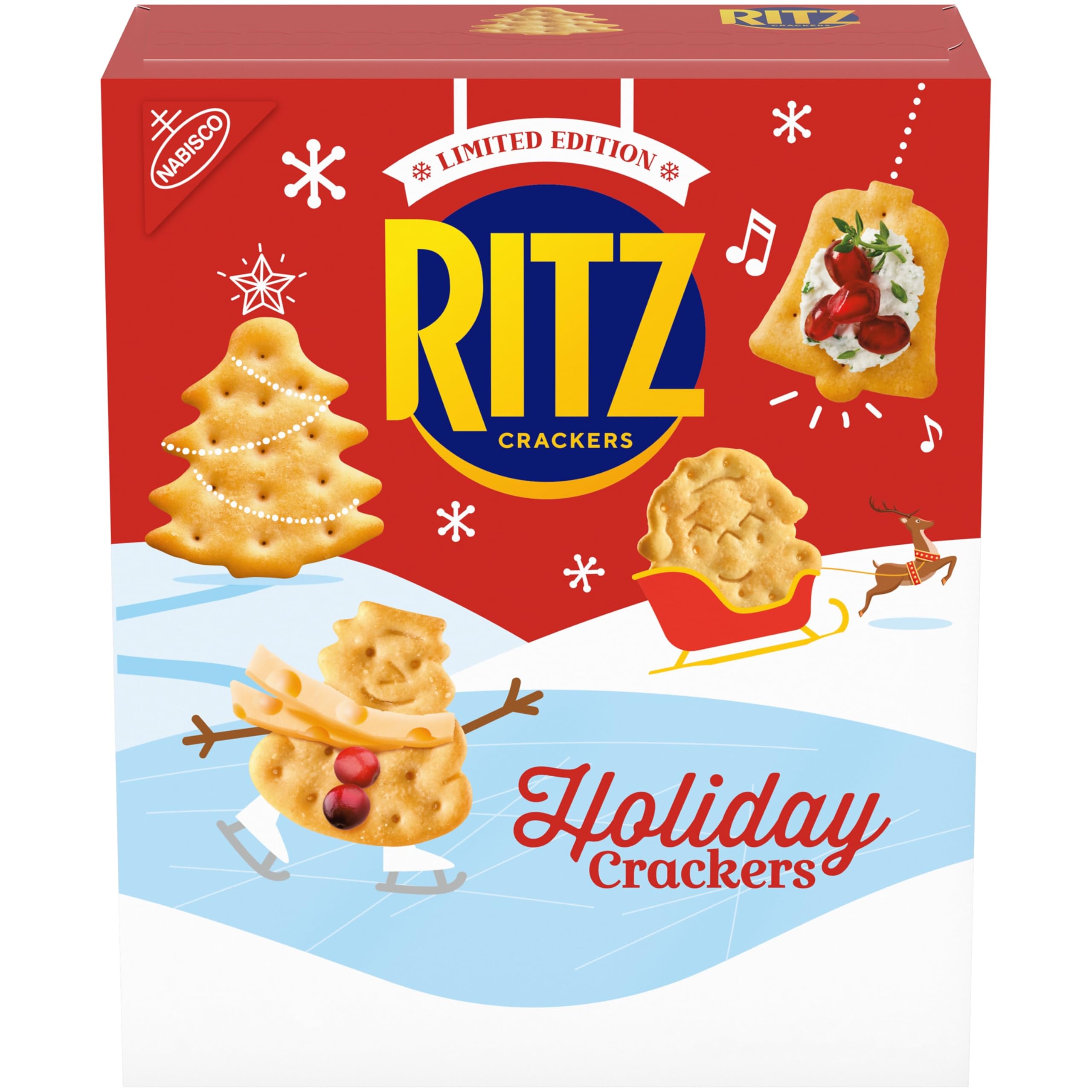 RITZ Holiday Crackers, Snacks for Kids and Adults, Party Snacks, Limited Edition, 12.3 oz