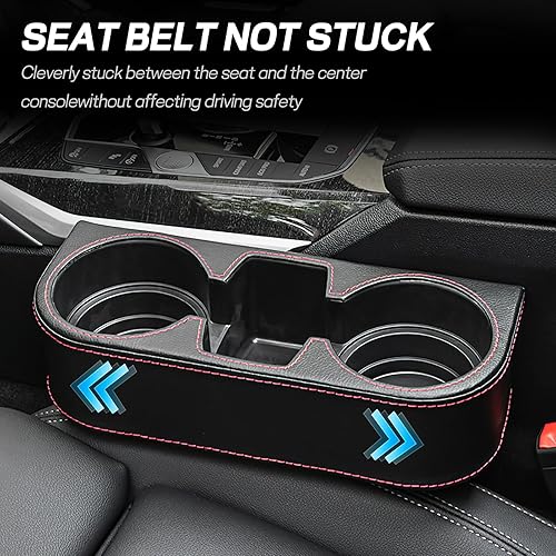 Miniatura 5 de Portavasos para automóvil, multifuncional, caja de almacenamiento para rellenar huecos, organizador de asiento de automóvil de cuero con soporte