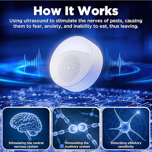 Miniatura 3 de Repelente ultrasónico de insectos y plagas para interiores, repelente de control electrónico actualizado 2025 para cucarachas, roedores, ratones,