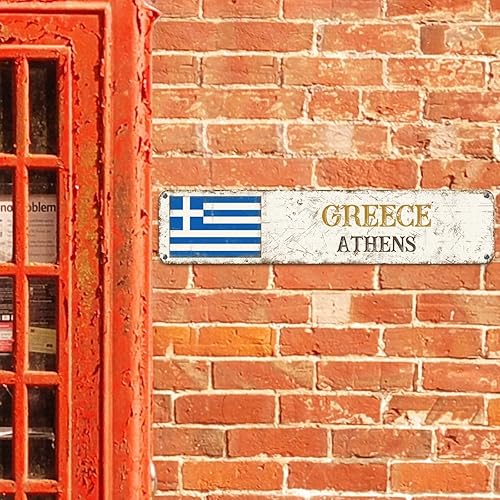 Miniatura 4 de Letreros de metal personalizados con bandera de Grecia y Atenas, recuerdo de la ciudad capital, letrero de metal de aluminio, recuerdo de país, arte