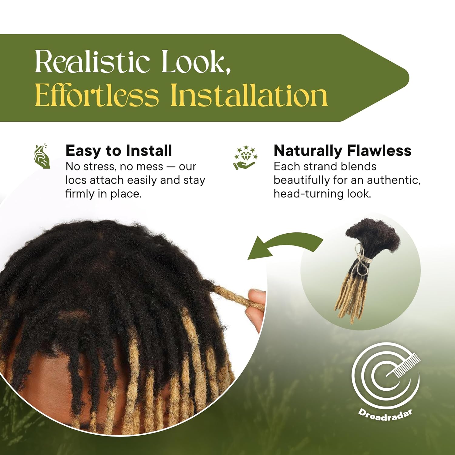 Interlocked Dreadlock Extensions – 100% Human Hair Locs for Afro Textured Hair, Handmade Interlock Dreads, Strong Hold, Low Maintenance, Reusable (12 inch 10 strands, 0.6-0.7 cm width)