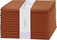PurpleEssences Rust Cotton Dinner Napkins Set of 12 - 100% Soft Cotton 18x18 Inch, Durable Machine Washable for Farmhouse, Fall Thanksgiving & Everyday Table Linen