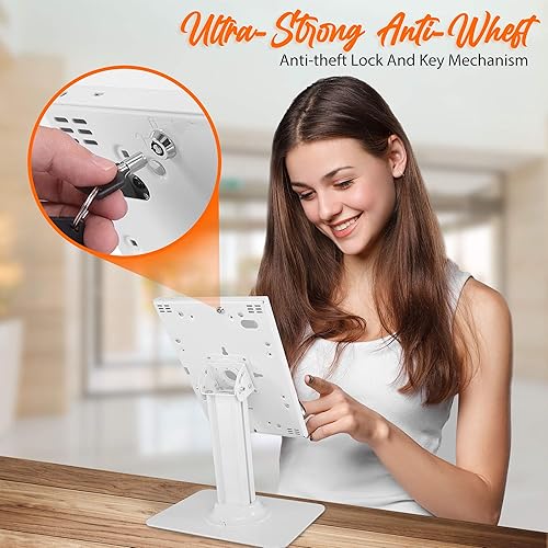 Miniatura 3 de Pyle Soporte de seguridad antirrobo para tableta, soporte de mesa para quiosco de iPad de escritorio con mecanismo de bloqueo y llave, rotación de