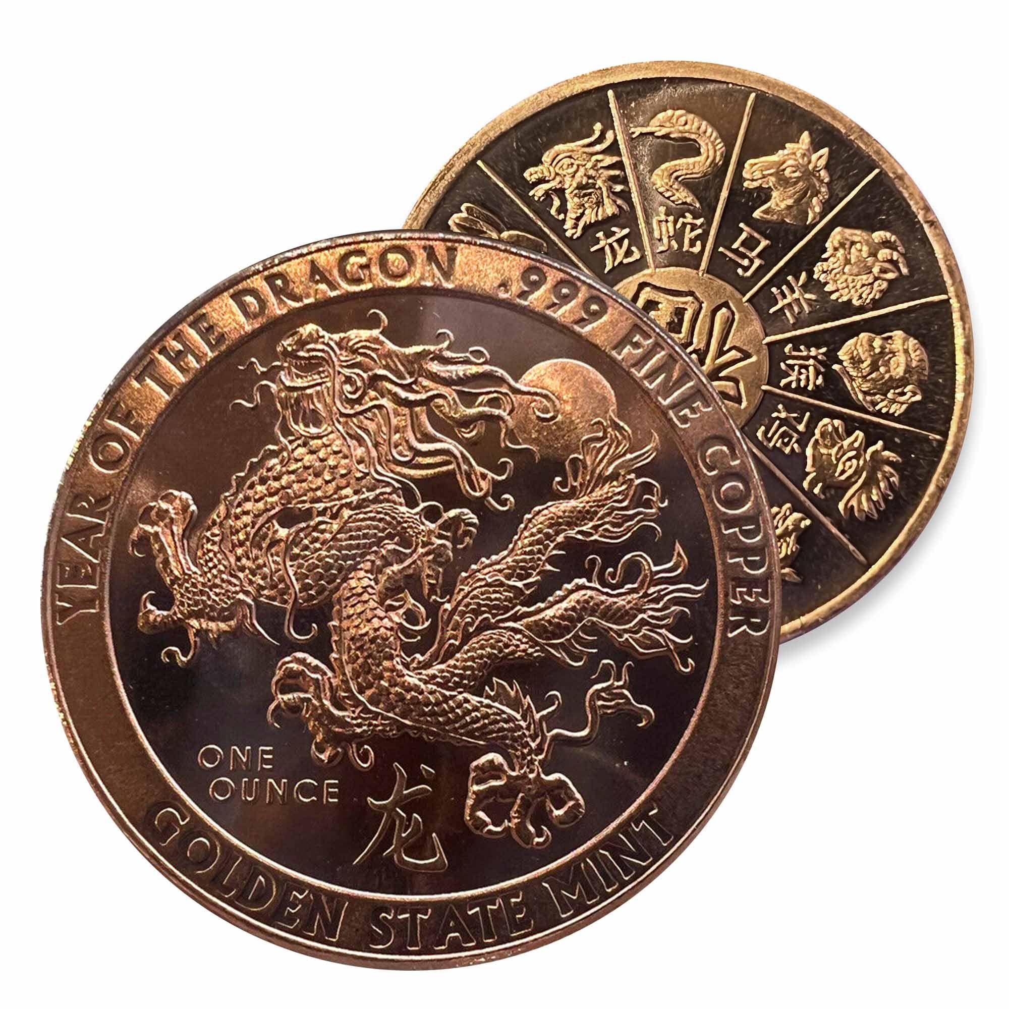 1 oz Year Of The Dragon 1 Oz .999 Pure Fine Copper BU