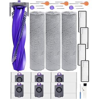 Flow2 Accessories for Narwal Flow Robot Vacuum Cleaner 22 Replacement Parts 1 Main Brush 3 Track Wipes 4 HEPA Filters 6 Side Brushes 6 Dust Bags 1 Cleaning Brush 1 Screwdriver