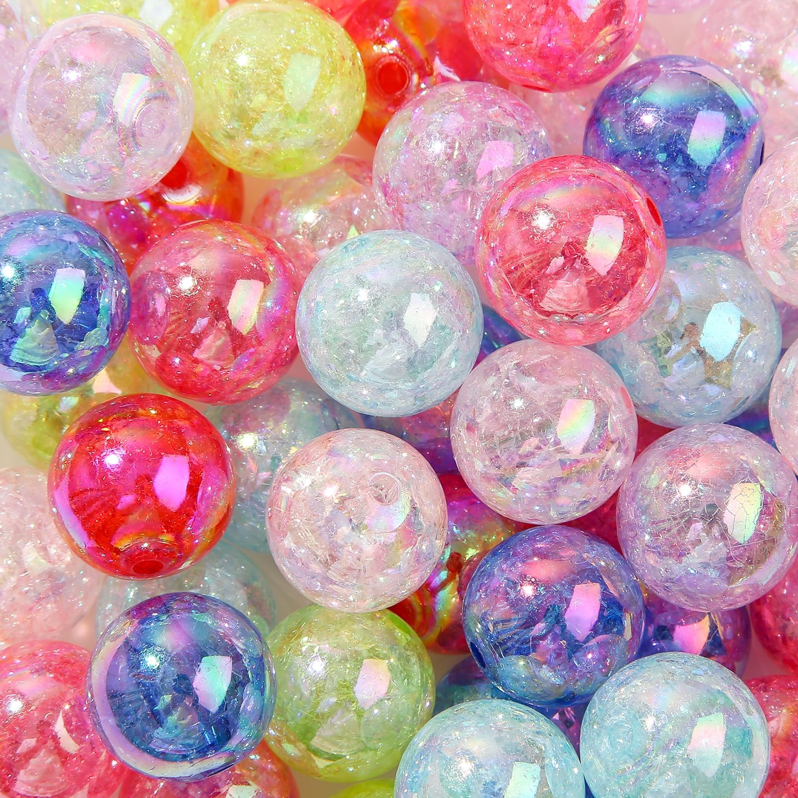 20mm Acrylic Crackle Beads 60pcs Chunky Bubblegum Bead Colors Pen Beads for Jewelry Making Bracelet Necklace Craft Making Supplies(60pcs Crackle)