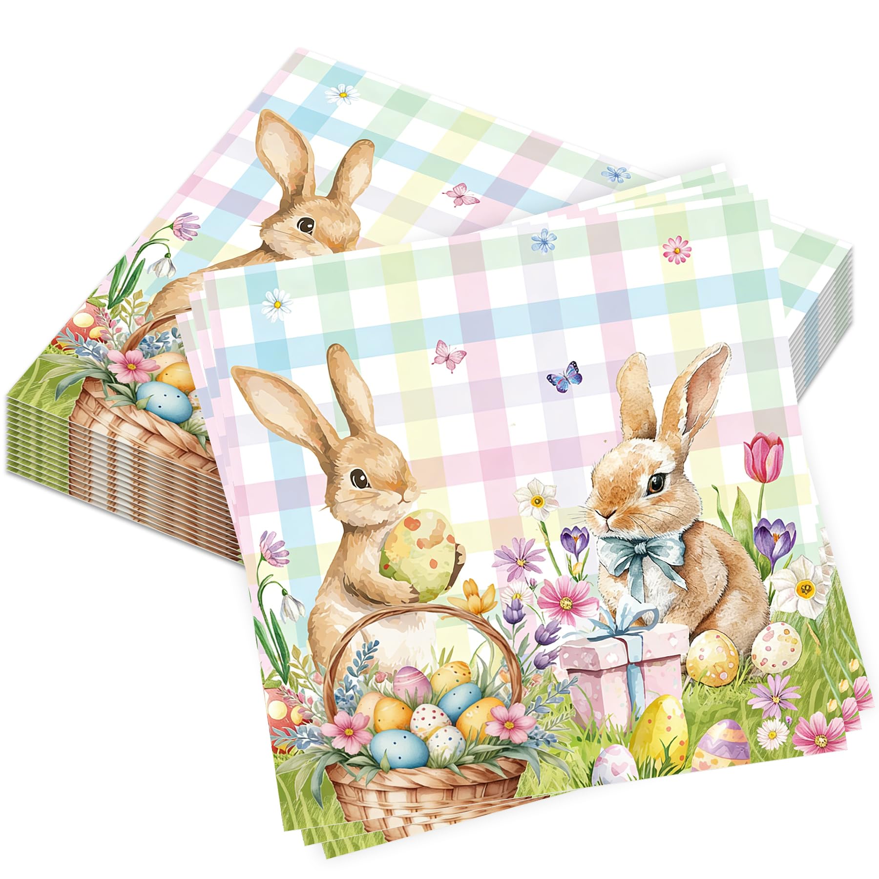 40 Stück Servietten Ostern,33x33cm Bunte Osterservietten Papier,Servietten Ostern Frühling Deko,Osterservietten Tischdeko,Osterdeko Zubehör,für Haus Osterdeko Frühlings Party Dekoration