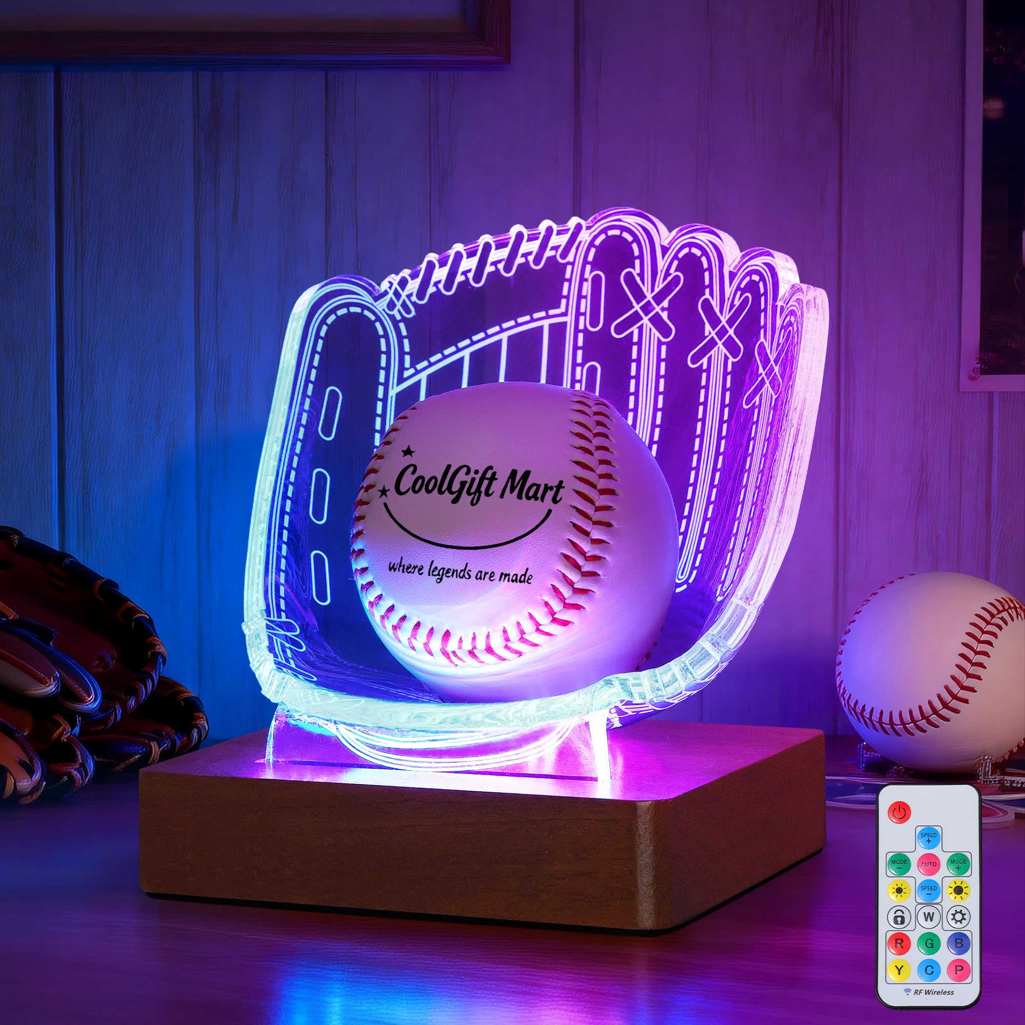 CoolGift Mart Light Up Baseball Glove Holder Display Case - display cases | Mubboo
