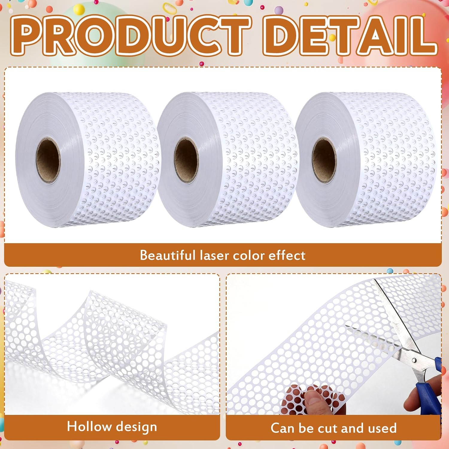 Woanger 50 Yards Homecoming Mum Honeycomb Ribbon, White, 3 1/4"