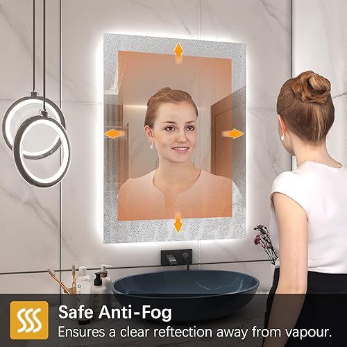 Miniatura 2 de Espejo de baño LED de 20 x 28 pulgadas, espejo de tocador de baño retroiluminado, espejo de tocador de baño retroiluminado para pared, atenuación