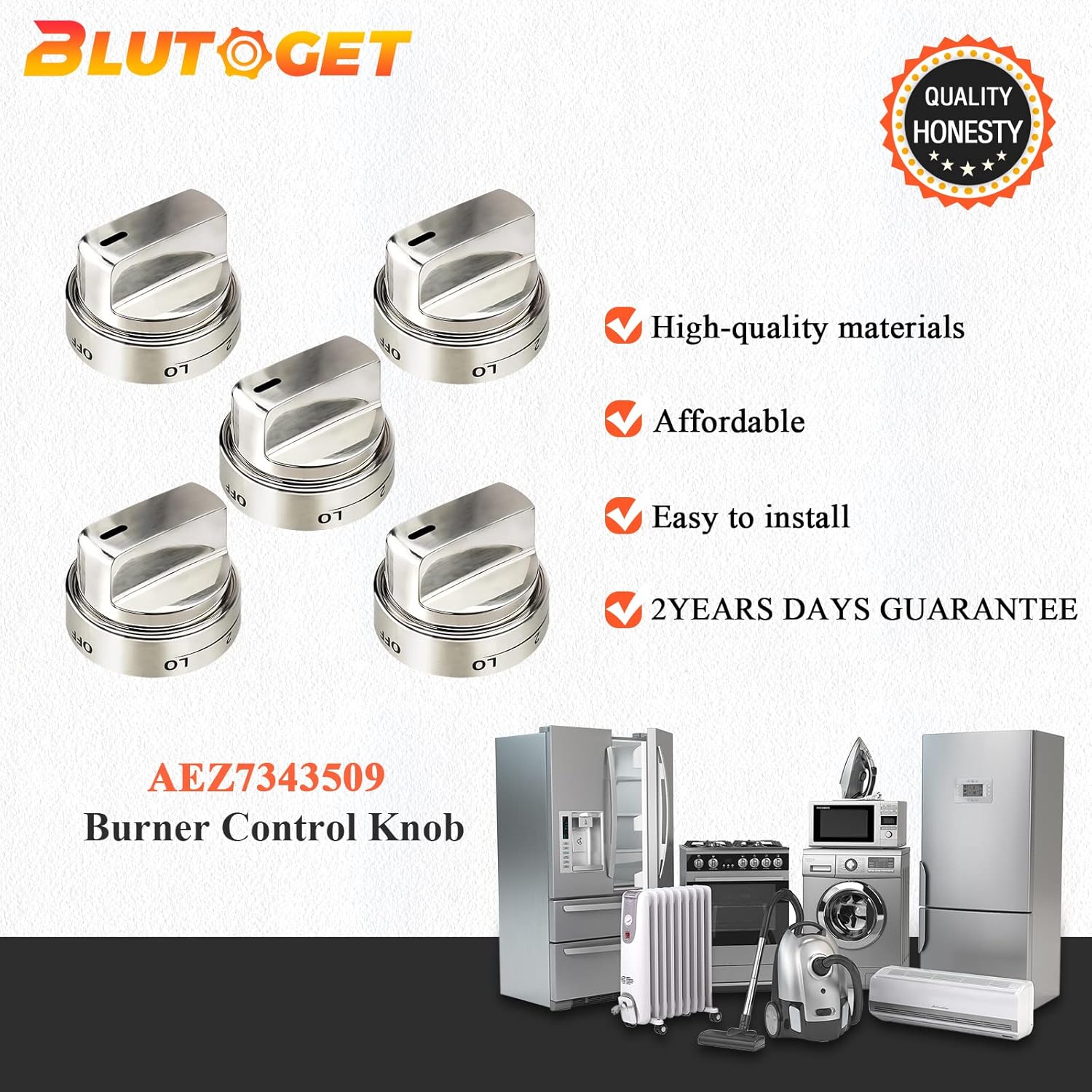 One-Day Sale: Up to 60% Off AEZ73453509 Range Burner Control Knob by Blutoget (Pack of 5) - Compatible with LG Kenmore Oven Stove Knobs,Replaces AEZ72909007 AEZ72909008 AEZ72909013 AEZ73093308 - 1 Year Warranty