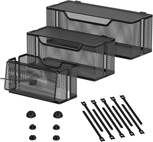 Marbrasse Paquete de 3 cajas de organización de cables, caja organizadora de cables de malla metálica para cables de TV, ocultación eléctrica, disponible en Yaxa Guatemala