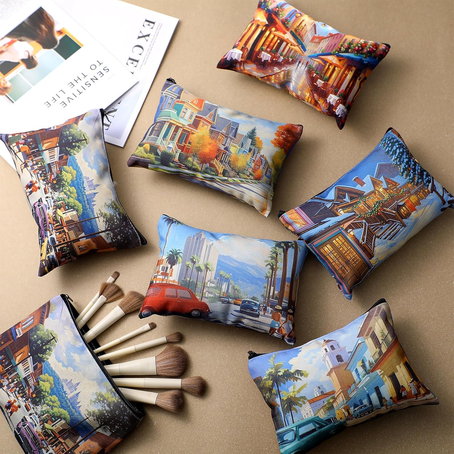 Sweetude 12 Pcs Colorado Cosmetic Makeup Bags Bulk Colorado Gift Canvas Pouch Bags with Zipper Portable Waterproof Roomy Travel Beauty Toiletry Organizer Storage Pouch for Women Gifts - Image 2